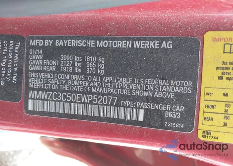 2014 Mini Countryman Cooper S из США, поврежденный, VIN WMWZC3C50EWP52077